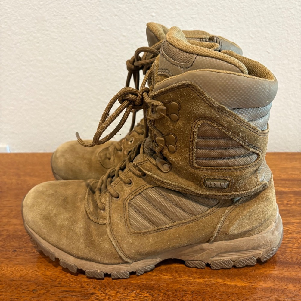 Magnum Men's Tan Suede Leather Combat Boots Side Zip Size 9D